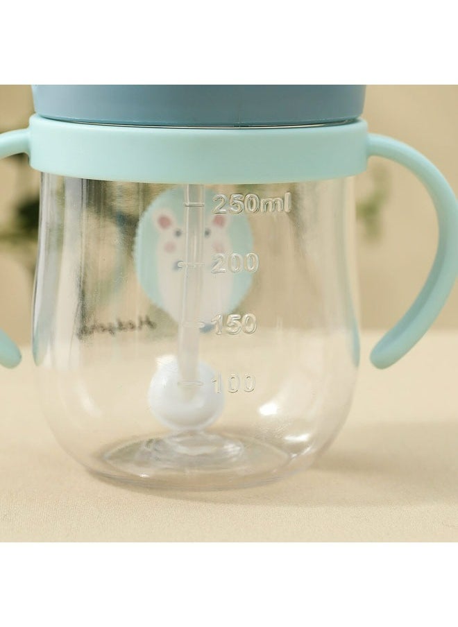Generic - 280ml Baby Straw Cup with Anti-Backflow Straw and Handles, Safe and Odorless, Ideal for Infants and Toddlers During Travel — Blue - Image 1