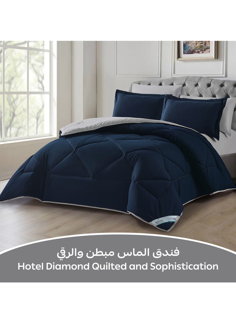 دوناتيلا طقم مفرش روزا سادة 6 قطع مقاس مزدوج 240 × 260 سم بحشوة ثابتة أزرق  - Image 2