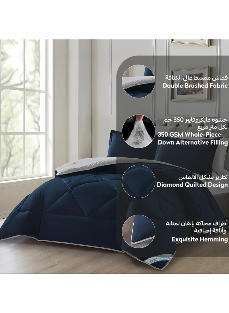 Donetella Bedding Comforter Set, King Size Fits 200x200 cm - 6-Pcs Solid Quilted Bed Set, Microfiber Fabric - 1 Comforter, 1 Fitted Sheet, 2 Pillow Shams, 2 Pillowcases