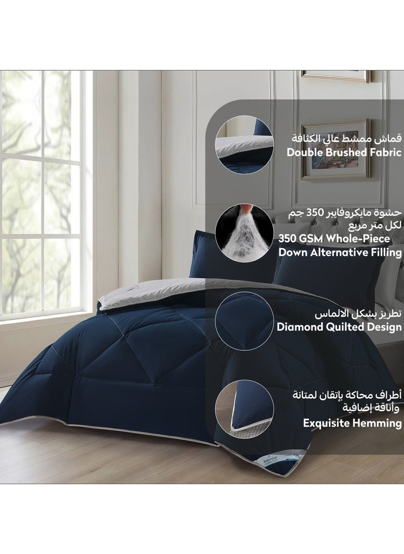 دوناتيلا طقم مفرش روزا سادة 6 قطع مقاس مزدوج 240 × 260 سم بحشوة ثابتة أزرق  - Image 5