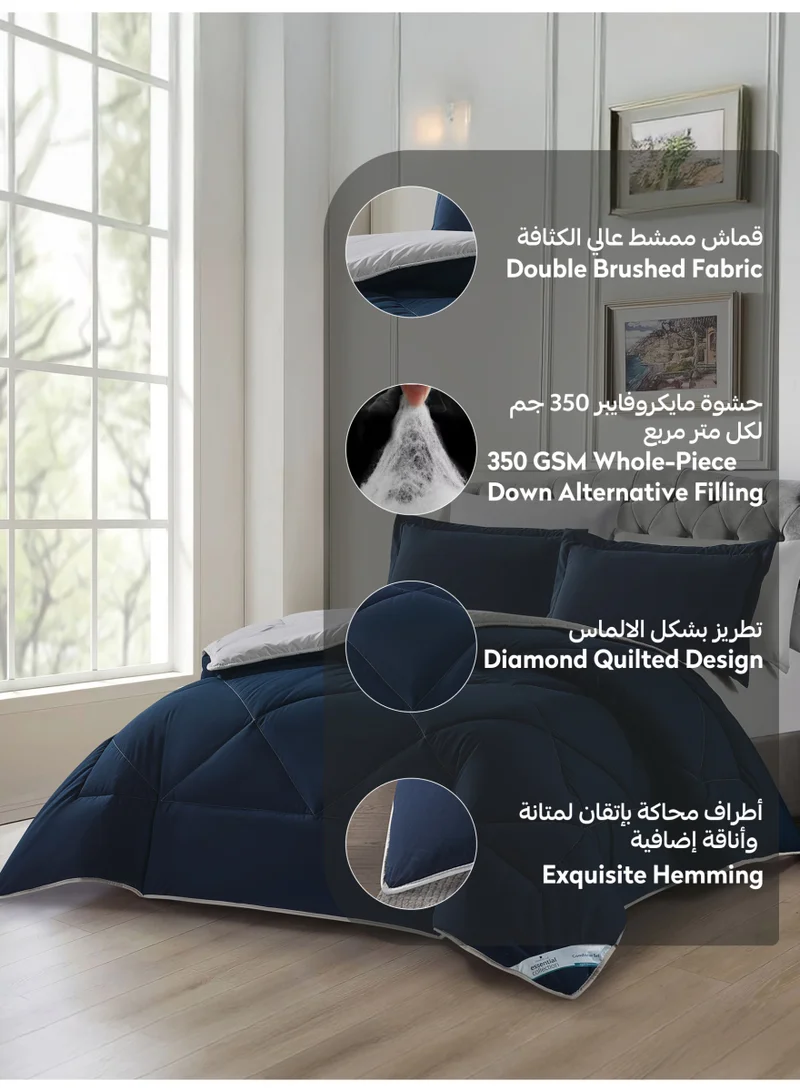 Donetella KING 6pcs (200x200) Bedding Comforter Set, King Size 240x260 cm - 6-Pcs Solid Quilted Bed Set, Microfiber Fabric - 1 Comforter, 1 Fitted Sheet, 2 Pillow Shams, 2 Pillowcases  | Best Price UAE