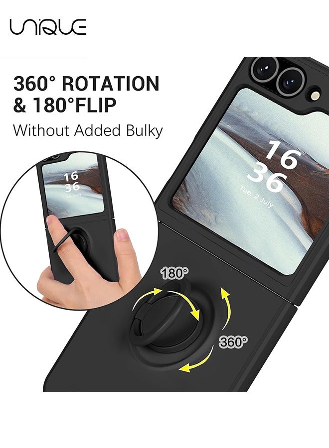 Unique For Samsung Galaxy Z Flip 6 Case - with Ring Stand Shockproof Full Body Protection Phone Case for Galaxy Z Flip 6 5G 6.7 Inch - Black - Image 4