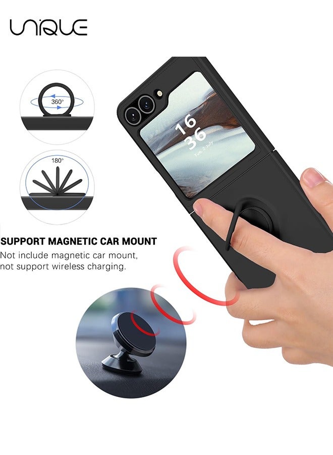 Unique For Samsung Galaxy Z Flip 6 Case - with Ring Stand Shockproof Full Body Protection Phone Case for Galaxy Z Flip 6 5G 6.7 Inch - Black - Image 5