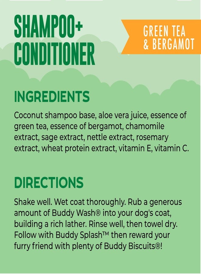 BUDDY BISCUITS Buddy Grooming Wash 2 in 1 Dog Shampoo, Green Tea & Bergamot, 16 oz. Bottle - Image 3