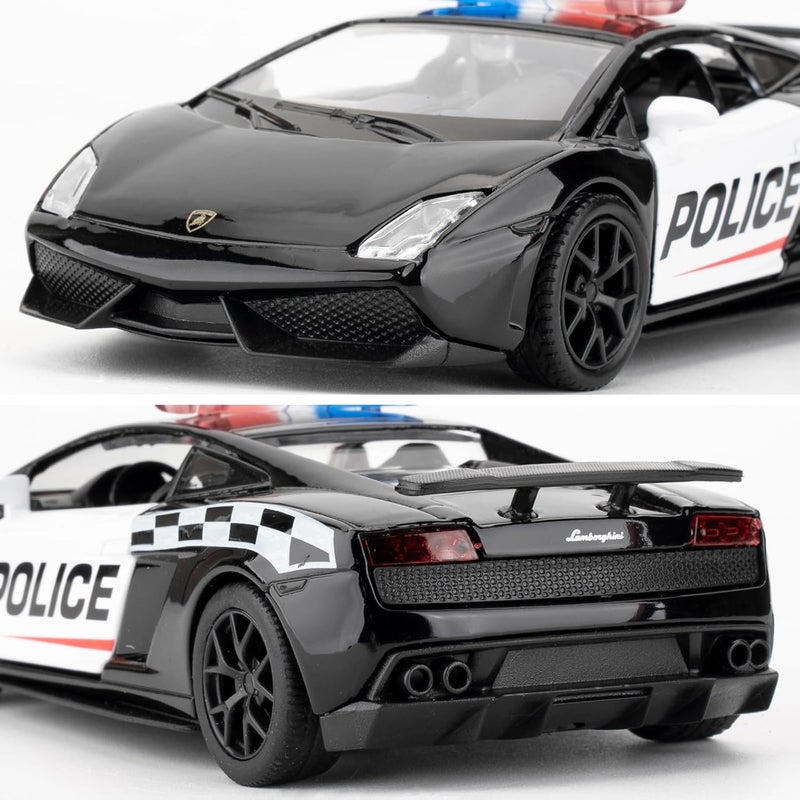 BDTCTK Global flexible assemble picks 1/36 Scale Lamborghini Gallardo Police Car Model, Zinc Alloy Die-Cast Pull Back Vehicles Kid Toys for Boy Girl Gift Various color options - Image 3