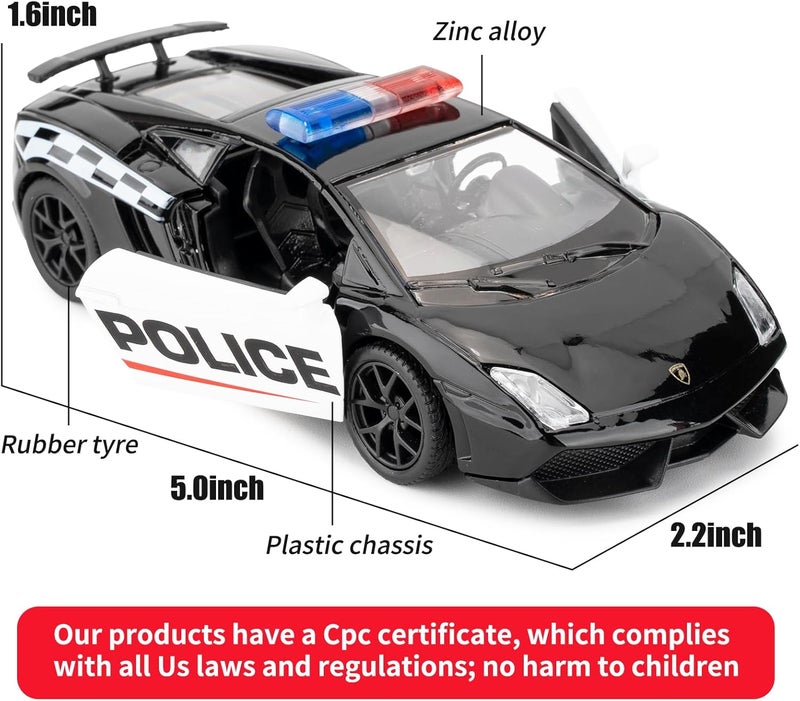 BDTCTK Global flexible assemble picks 1/36 Scale Lamborghini Gallardo Police Car Model, Zinc Alloy Die-Cast Pull Back Vehicles Kid Toys for Boy Girl Gift Various color options - Image 2
