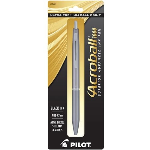 PILOT Acroball 1000 Ultra-Premium Refillable & Retractable Ball Point Pen, Gray Barrel, Fine Point, Black Ink, Single Pen (13659) - Image 1