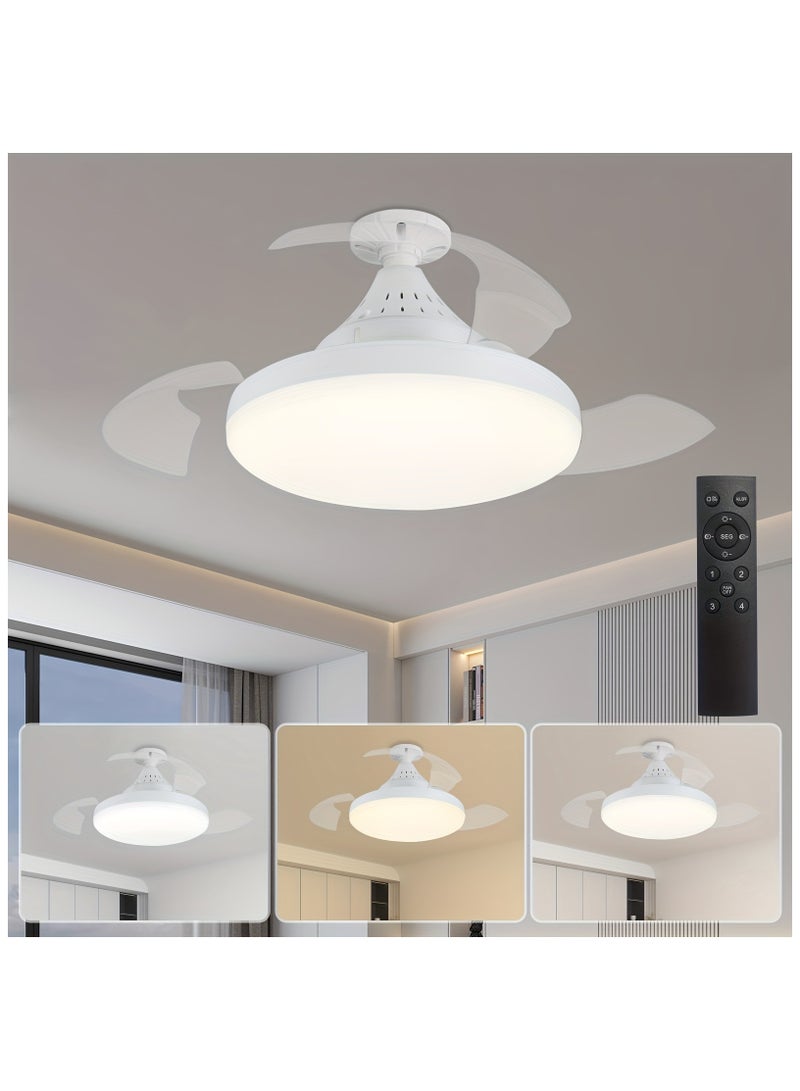 مودي مروحة سقف صغيرة بقوة ٣٠ واط مزودة بإضاءة وجهاز تحكم عن بُعد | مصباح مروحة هادئ بأربع سرعات | سهل التركيب E27 | سطوع قابل للتعديل وإضاءة سقف ثلاثية الألوان لغرفة النوم، غرفة المعيشة، المطبخ - Image 1