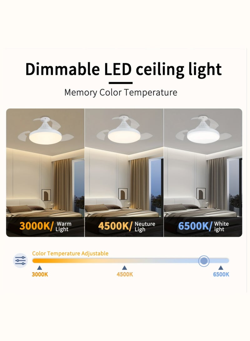 مودي مروحة سقف صغيرة بقوة ٣٠ واط مزودة بإضاءة وجهاز تحكم عن بُعد | مصباح مروحة هادئ بأربع سرعات | سهل التركيب E27 | سطوع قابل للتعديل وإضاءة سقف ثلاثية الألوان لغرفة النوم، غرفة المعيشة، المطبخ - Image 2