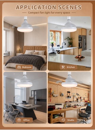 25W Small Ceiling Fan with Light & Remote | 4-Speed Quiet Fan Lamp Fixture | E27 Easy Install | Adjustable Brightness & 3-Color Ceiling Light Fan for Bedroom, Living Room, Kitchen - view 5