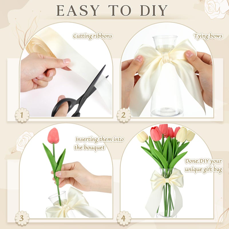 Teecyhooo 20 Pcs Small Plastic Bud Vases Bulk with Ribbon for Centerpieces, Clear Flower Vases for Wedding Home, Height Shatterproof Vase for Wedding Home Office Birthday Party Table Decoration - Image 5
