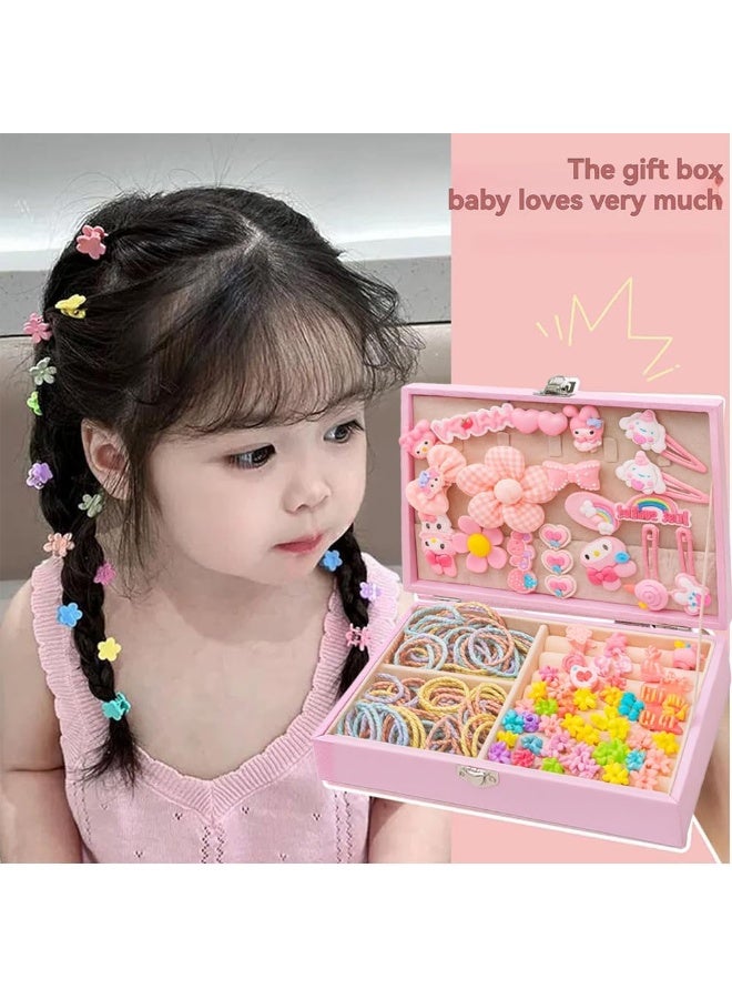Girls Hair Accessories For Girls, 156Pcs Girls Hair Dress Up Kit With Jewelry Box, Hair Clips, Hair Ties For Little Girls Toddler Hair Accessories Set, Princess Dress Up Toys Deluxe Set(Pink) - Image 2