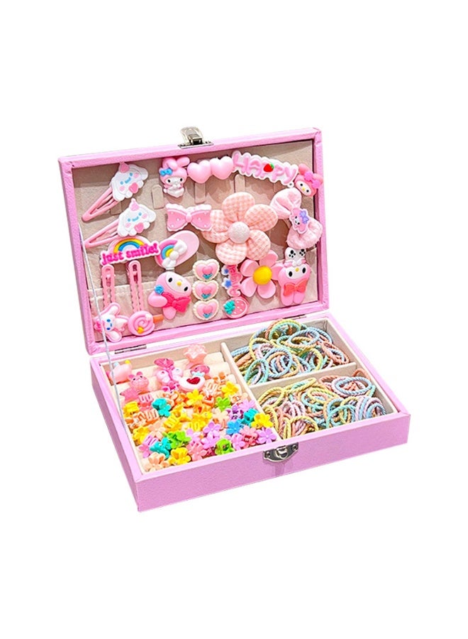 Girls Hair Accessories For Girls, 156Pcs Girls Hair Dress Up Kit With Jewelry Box, Hair Clips, Hair Ties For Little Girls Toddler Hair Accessories Set, Princess Dress Up Toys Deluxe Set(Pink) - Image 1