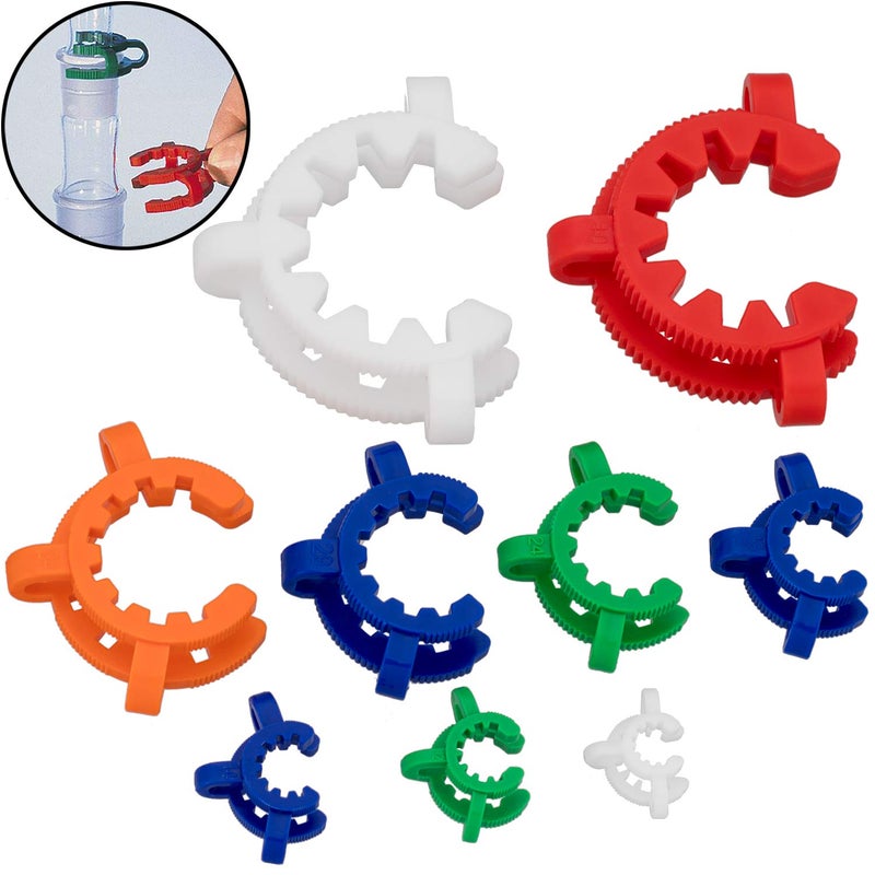 OIIKI 9 PCS Plastic Joint Clips Set, Clamp Lab Clips for Glass Standard Conical Interface Clip Ground Glass Joint (10mm,12mm,14mm,19mm,24mm,29mm,34mm,40mm,45mm) - Image 4