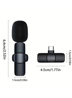 OPERIE Wireless Microphone For USB-C Smartphone, Laptop, Wireless Microphone With Windshield For Audio Video Recording Live Gaming Interview Vlogging  - Image 3