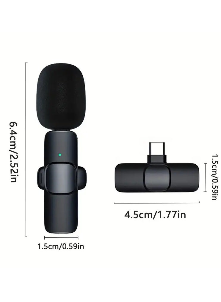 OPERIE - Wireless Microphone For USB-C Smartphone, Laptop, Wireless Microphone With Windshield For Audio Video Recording Live Gaming Interview Vlogging - Image 1