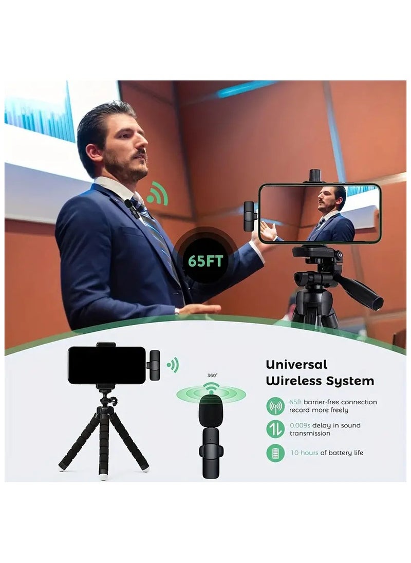 OPERIE - Wireless Microphone For USB-C Smartphone, Laptop, Wireless Microphone With Windshield For Audio Video Recording Live Gaming Interview Vlogging - Image 1