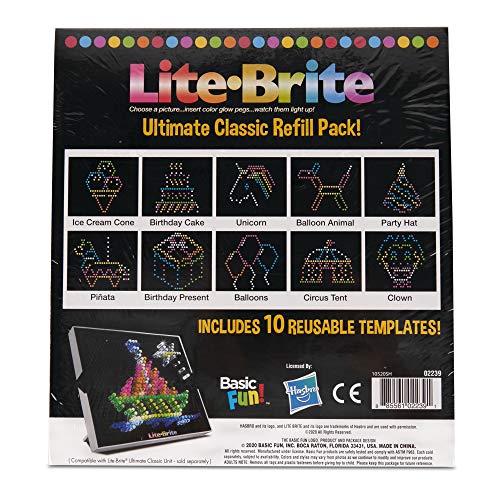 Lite Brite Ultimate Classic Refill Pack Celebration Theme 10 Reusable Templates Exclusive Black - Image 1