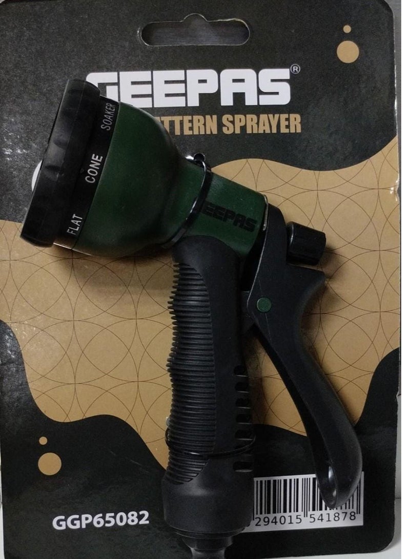 GEEPAS Multi Pattern Spray, Water Hose Spray Nozzle, GGP65082 | Different Spray Patterns | Garden Hose Nozzle for Watering Lawns & Gardens, Washing Cars & Pets