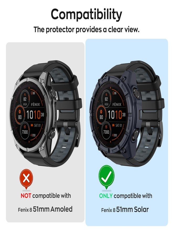 ISABAKE Protector Case for Fenix 8 Solar 51mm, Soft TPU Shockproof Bumper Shell Cover for Fenix 8 51mm Solar Smartwatch - Image 3