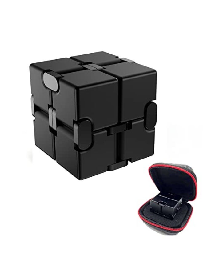 Infinity Cube Metal Fidget Cube Anxiety Stress Relief Toys for Men Aluminum Alloy Material (Black) - Image 1