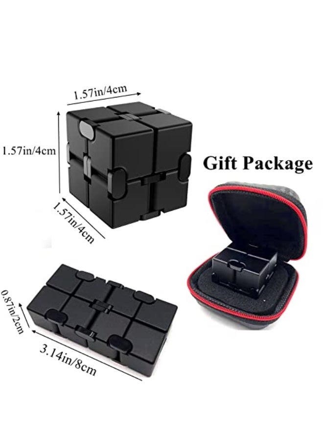 Infinity Cube Metal Fidget Cube Anxiety Stress Relief Toys for Men Aluminum Alloy Material (Black) - Image 3