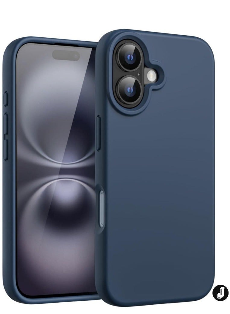 NEW "Liquid Silicone Case for iPhone 16 (6.1-Inch) – Soft Touch, Anti-Scratch, Shockproof Cover with Microfiber Lining (Navy Blue)"