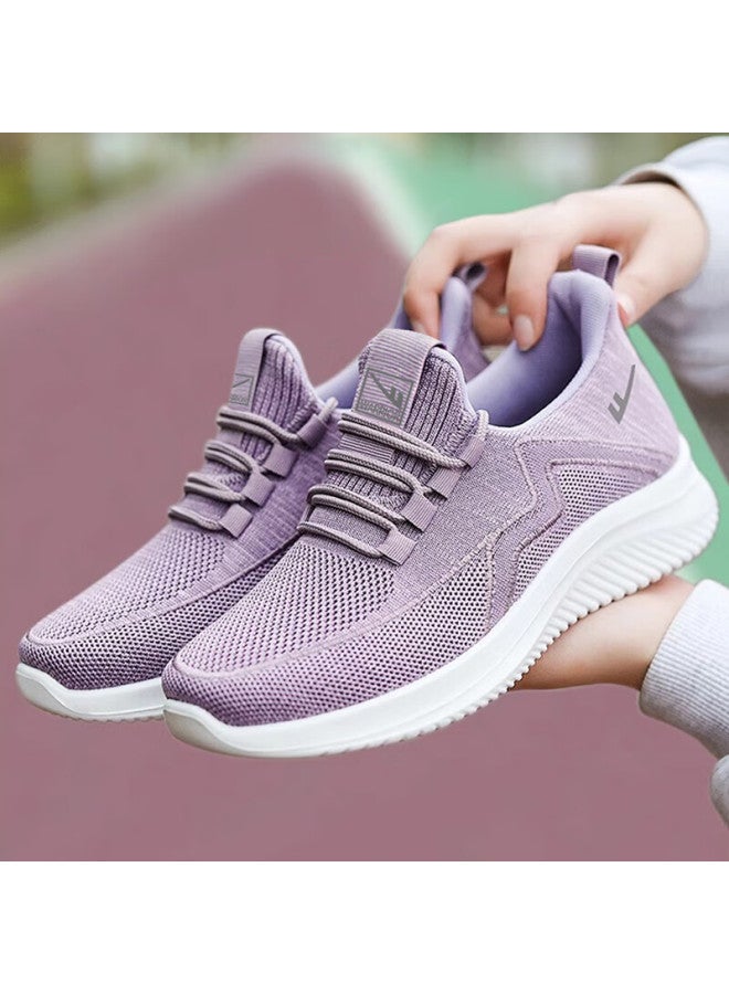 Pull Back Warrior Mom Shoes Comfortable Spring And Autumn Walking Shoes New Style Elderly Middle-aged And Elderly Women's Anti-slip Soft Bottom Sports Shoes 1449 Purple Size 42 - Image 2