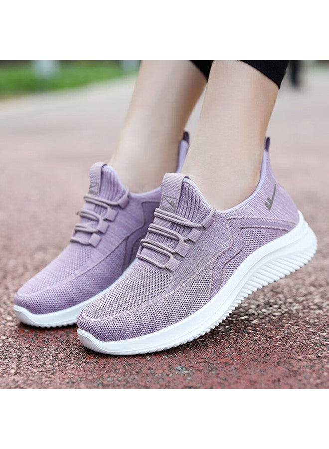 Pull Back Warrior Mom Shoes Comfortable Spring And Autumn Walking Shoes New Style Elderly Middle-aged And Elderly Women's Anti-slip Soft Bottom Sports Shoes 1449 Purple Size 42 - Image 3