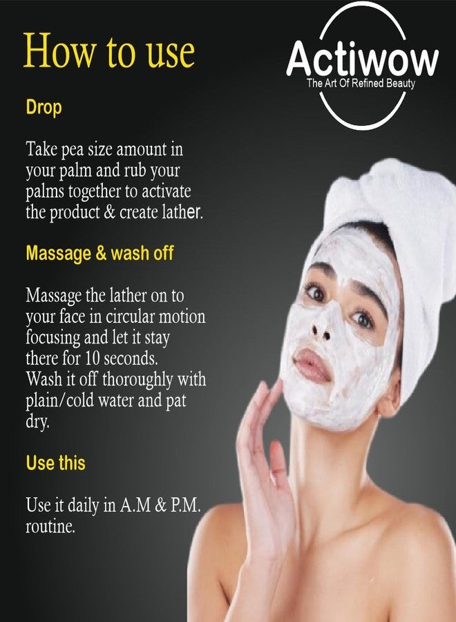 ActiWow Niacinamide, Kojic Acid & Glycolic Acid Facial Cleanser for Oily Skin, Pigmentation, Acne/Pimples, 100ml - Image 3