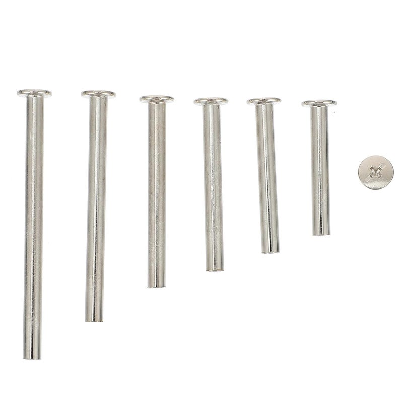 UKCOCO 60pcs M5 Carbon Steel Calendar Screws and Photo Album Binding Screws Nickel Plated 35-70mm Locking Scrapbook Fasteners for Account Books and Craft Binding - Image 1