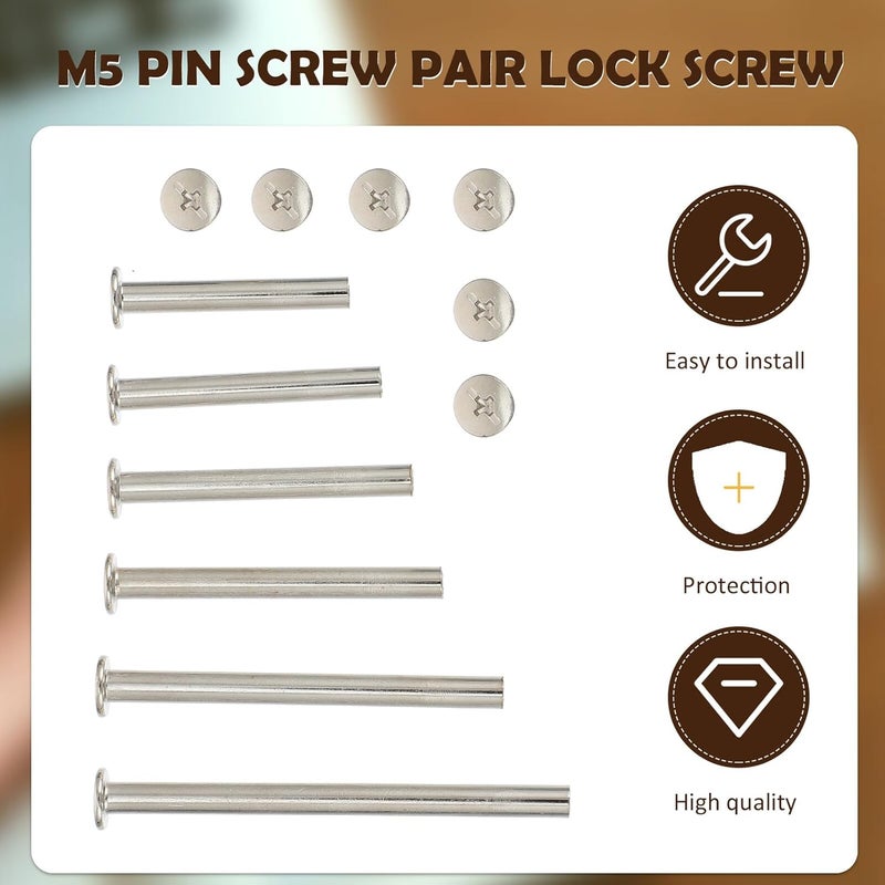UKCOCO 60pcs M5 Carbon Steel Calendar Screws and Photo Album Binding Screws Nickel Plated 35-70mm Locking Scrapbook Fasteners for Account Books and Craft Binding - Image 5
