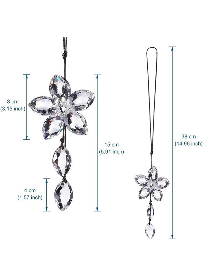 Ocean Car Pendant Crystal Flower Rear View Mirror Hanging Ornament Lucky Car Decoration and Home Decor (Transparent)  - Image 2