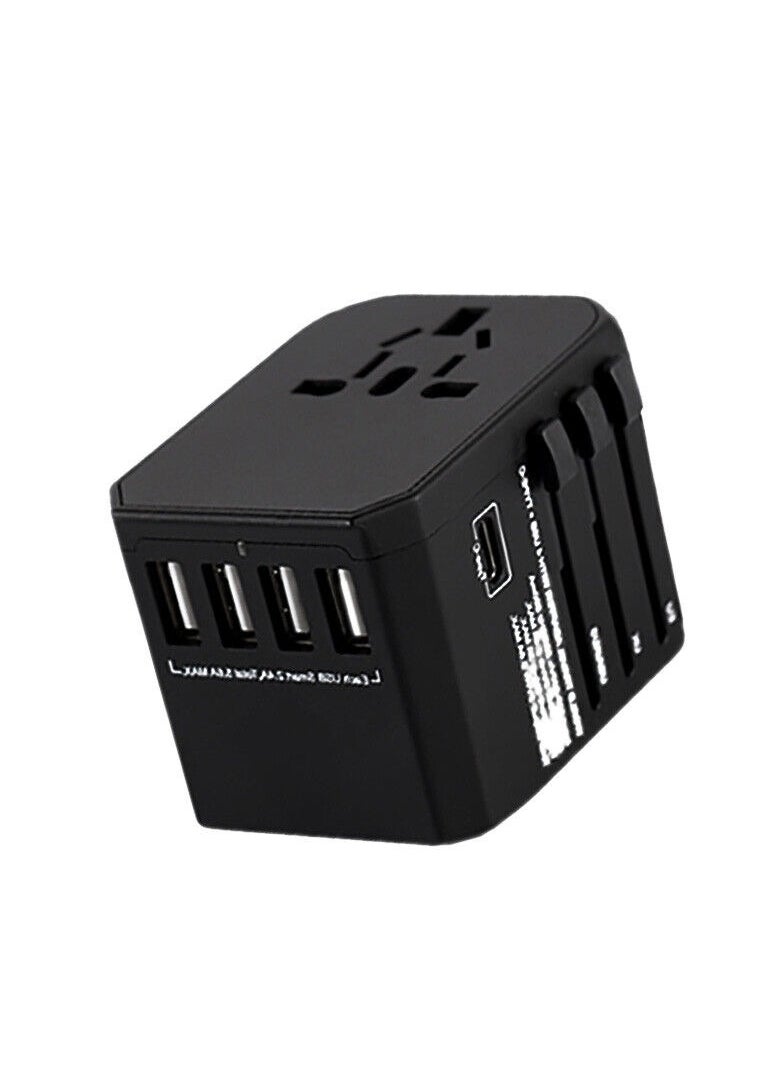 Universal Travel Adapter International Power Plug Ultra Fast All in One Power Adapter 4 Ultra Fast USB Port Ultra Fast Type C 3.4A Multi Adapter Worldwide UK EU US AU Black - Image 3