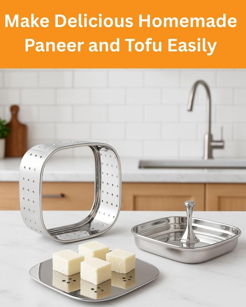 DiBha Stainless Steel Square Shape Paneer Cheese/Tofu/Sprouts Maker/Mould/Press Maker, Color - Silver (Capacity - 700ml) - Image 4