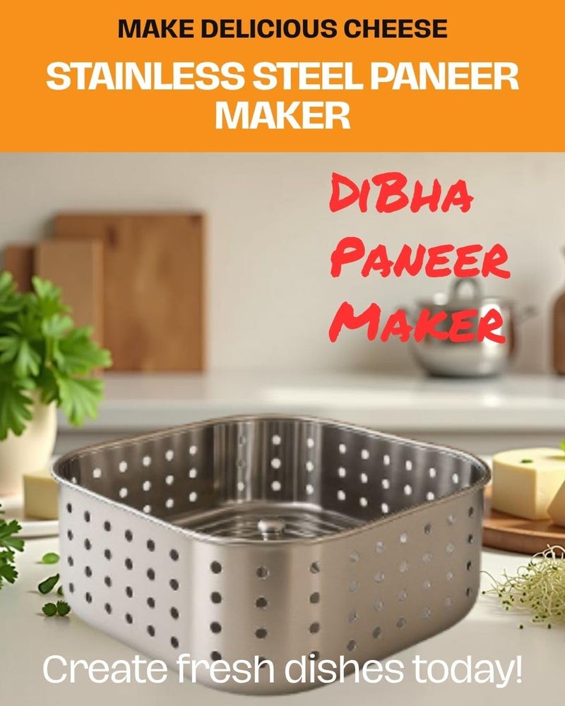 DiBha Stainless Steel Square Shape Paneer Cheese/Tofu/Sprouts Maker/Mould/Press Maker, Color - Silver (Capacity - 700ml) - Image 5