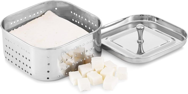 DiBha Stainless Steel Square Shape Paneer Cheese/Tofu/Sprouts Maker/Mould/Press Maker, Color - Silver (Capacity - 700ml) - Image 3