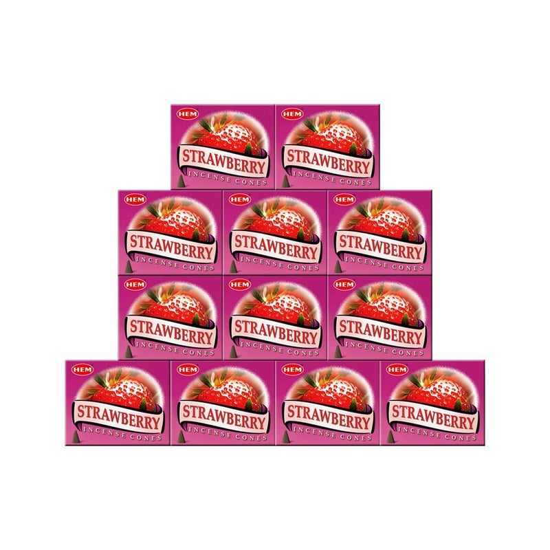 HEM Strawberry Case of 12 Boxes 10 Cones Each HEM Incense From India