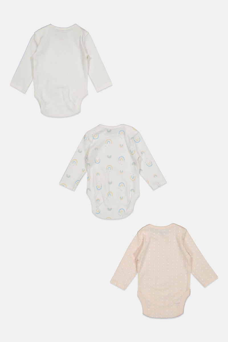 Home Grown Baby Toddlers Boy 3 Piece Long Sleeve Graphic Print Rompers, White Combo  - Image 2