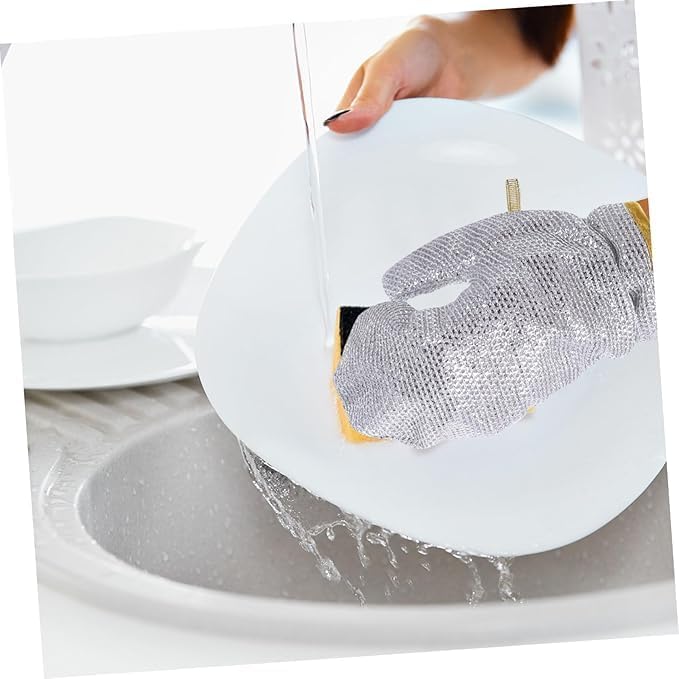 Non Scratch Wire Dishwashing Hand Gloves Easy Rinsing Waterproof Reusable Home Kitchen Utensils Cleaning Gloves for Washing Dish (Pack of 1 Pcs)  - Image 2