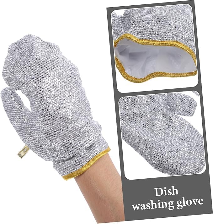 Non Scratch Wire Dishwashing Hand Gloves Easy Rinsing Waterproof Reusable Home Kitchen Utensils Cleaning Gloves for Washing Dish (Pack of 1 Pcs)  - Image 4