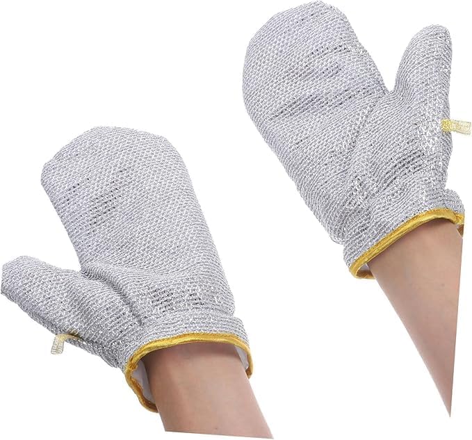 Non Scratch Wire Dishwashing Hand Gloves Easy Rinsing Waterproof Reusable Home Kitchen Utensils Cleaning Gloves for Washing Dish (Pack of 1 Pcs)  - Image 5