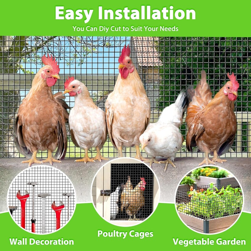 797Audio PVC Coated Welded Wire Fence,1/2 inch 48 in x 50 ft,Chicken Wire,Black Metal Fence Mesh Wire Roll,Garden Fencing Welded Wire Mesh for Pet Enclosures,Vegetable,Poultry and Agricultural Use - Image 5