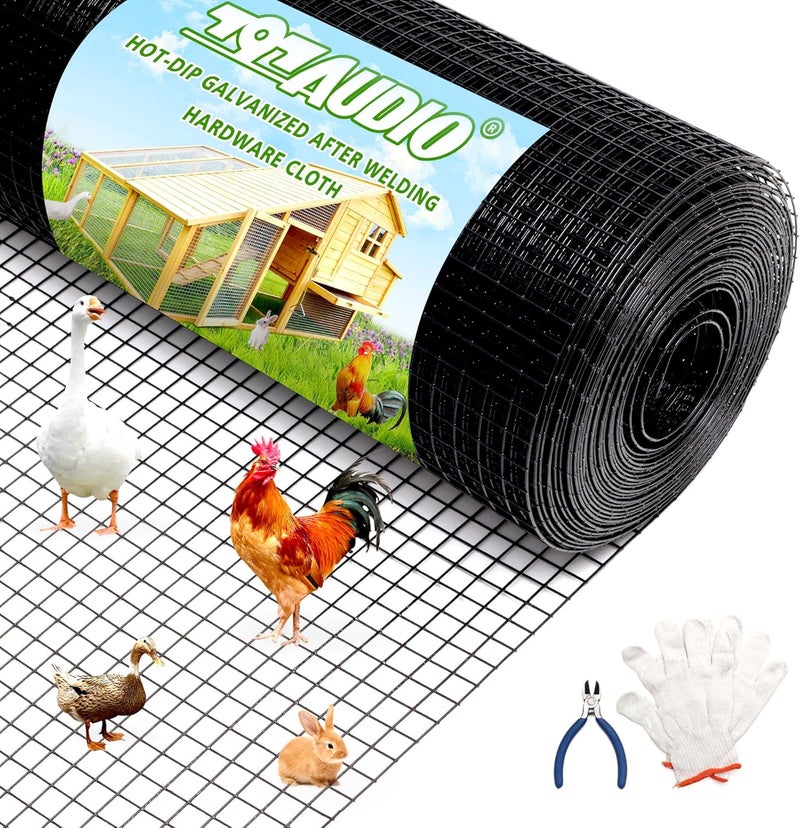 797Audio PVC Coated Welded Wire Fence,1/2 inch 48 in x 50 ft,Chicken Wire,Black Metal Fence Mesh Wire Roll,Garden Fencing Welded Wire Mesh for Pet Enclosures,Vegetable,Poultry and Agricultural Use - Image 1