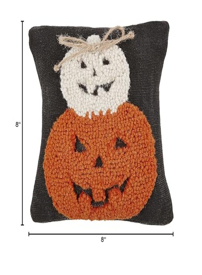 Mud Pie Halloween Mini Hook Pillow, Two Pumpkin, 8" x 8" - Image 5