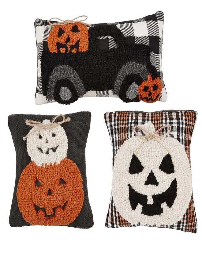 Mud Pie Halloween Mini Hook Pillow, Two Pumpkin, 8" x 8" - Image 2