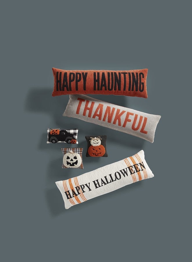 Mud Pie Halloween Mini Hook Pillow, Two Pumpkin, 8" x 8" - Image 4