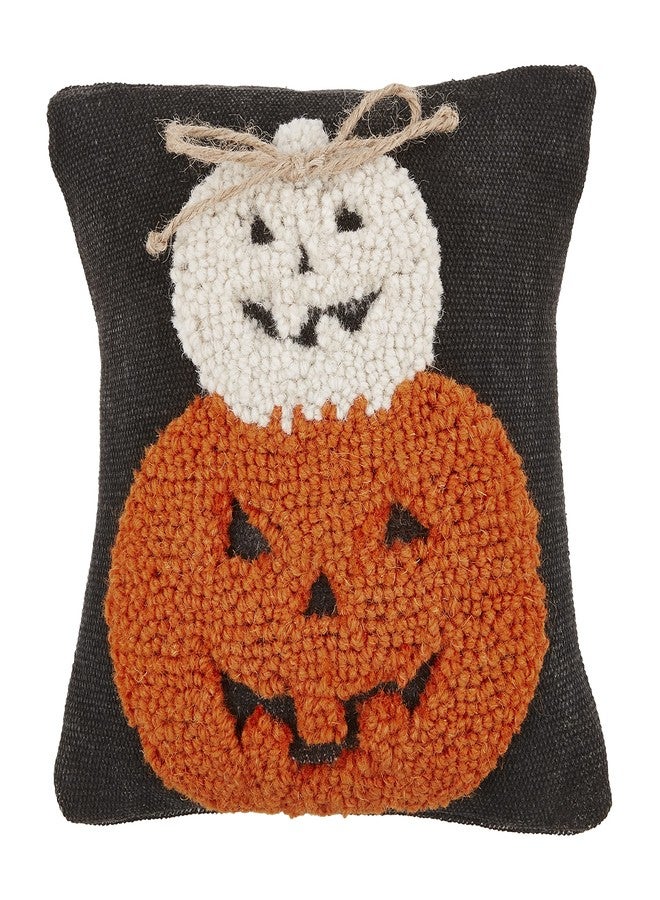Mud Pie Halloween Mini Hook Pillow, Two Pumpkin, 8" x 8" - Image 1
