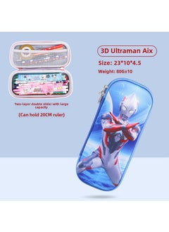 3D Cartoon Kids Pencil Case Large Capacity 3D Aix Ultraman-two-layer fabric