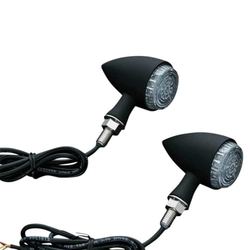 Kuryakyn 2509 Torpedo/Bullet Style Motorcycle LED Lights with Clear Lenses: Rear Position Turn Signal/Blinker, Running and Brake Light Indicators, Matte Black, 1 Pair - Image 1